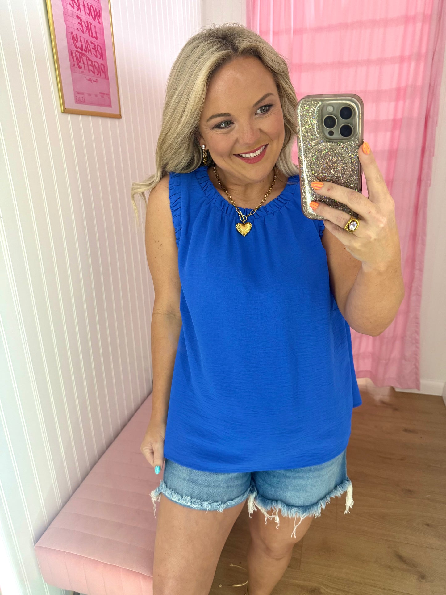 Ruffle sleeveless top