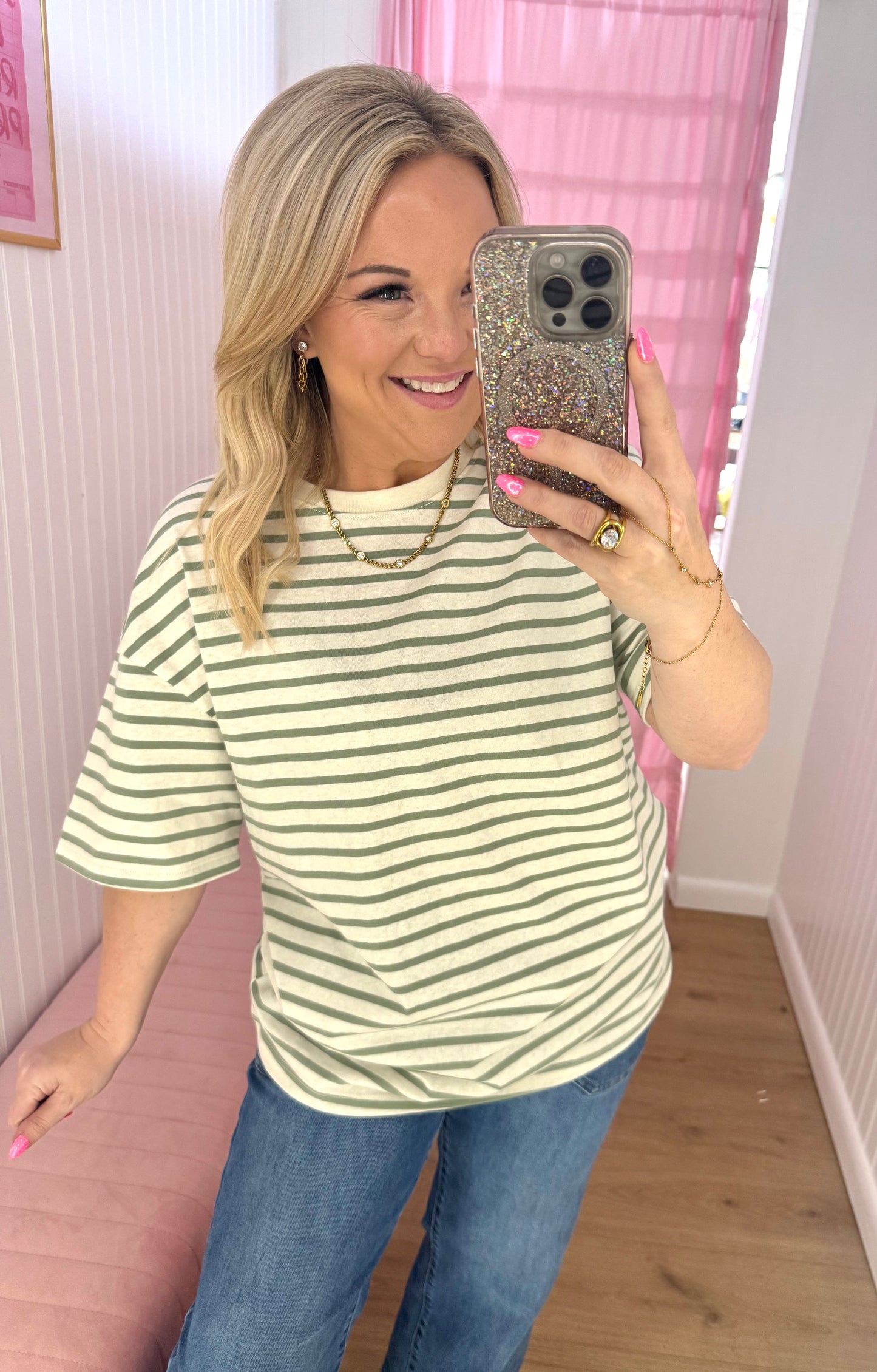 Sage stripe tee