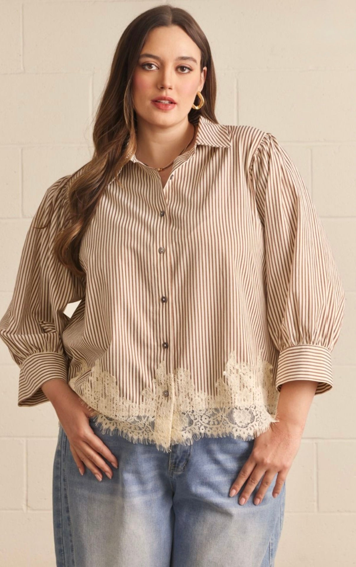 Plus lace bottom top