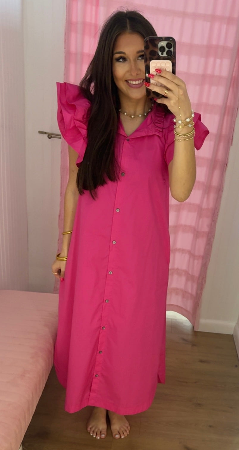 Hot pink midi dress