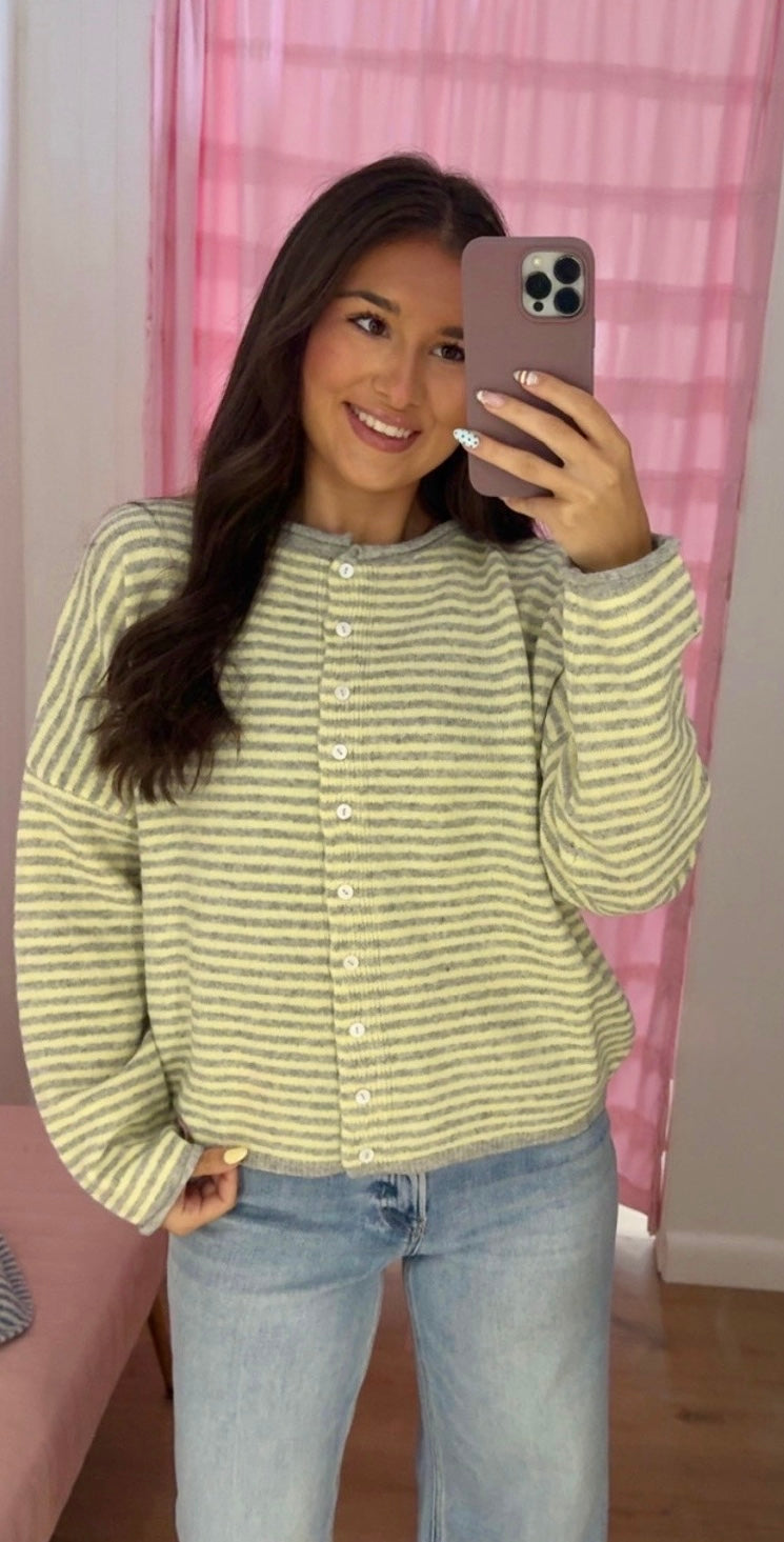 Butter yellow striped cardigan