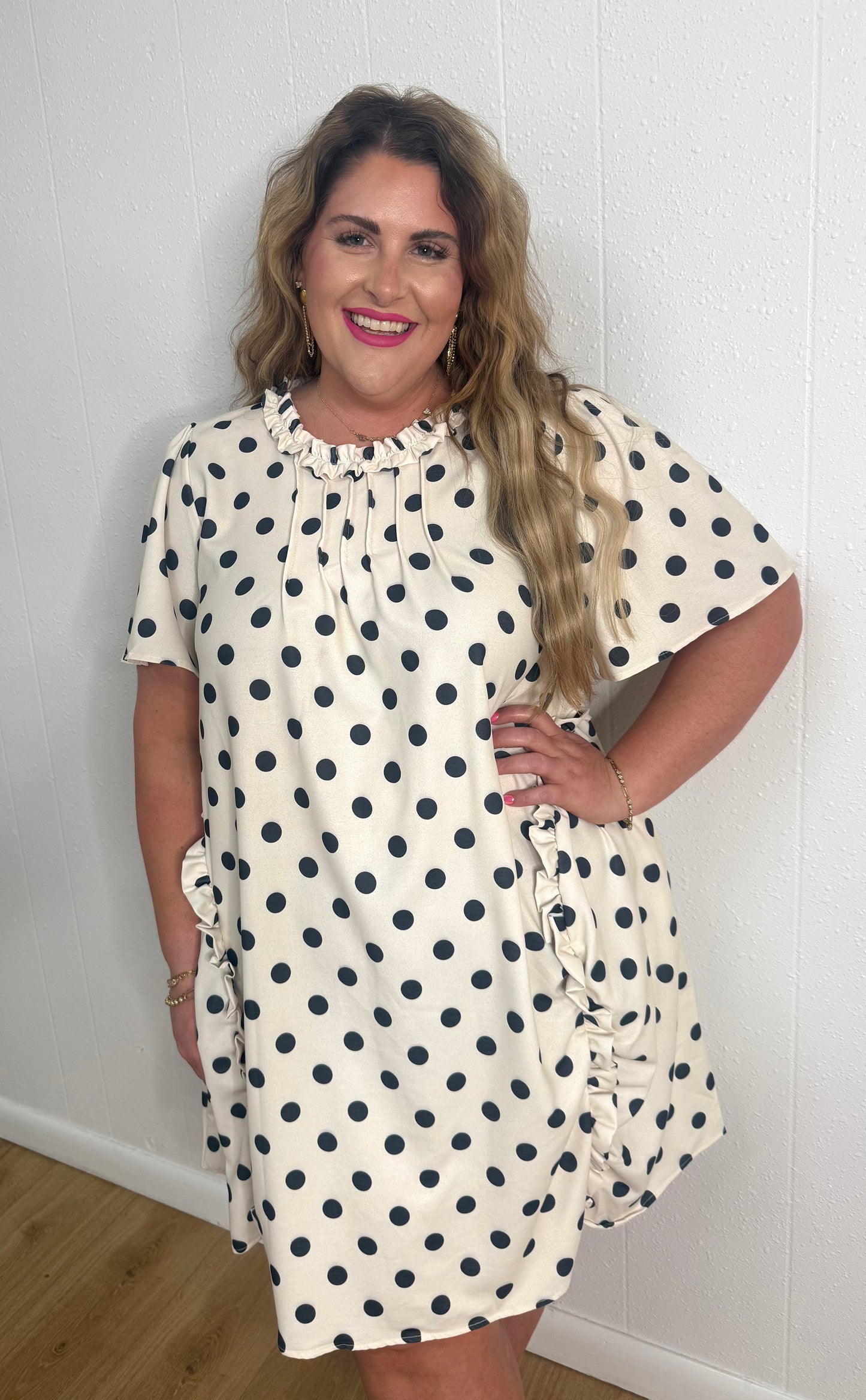 Plus polka dot dress