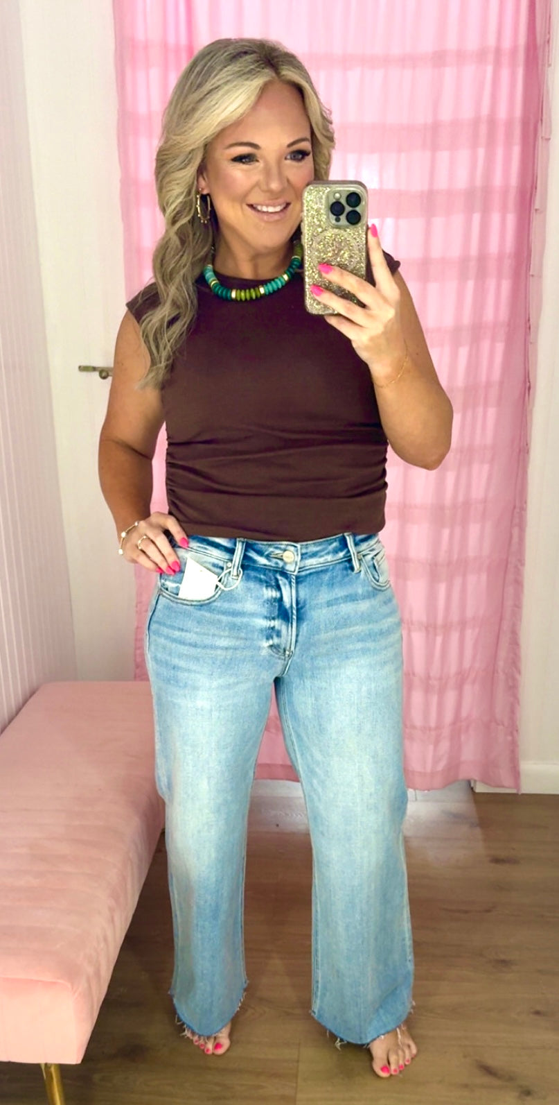 Risen cropped cut off jeans
