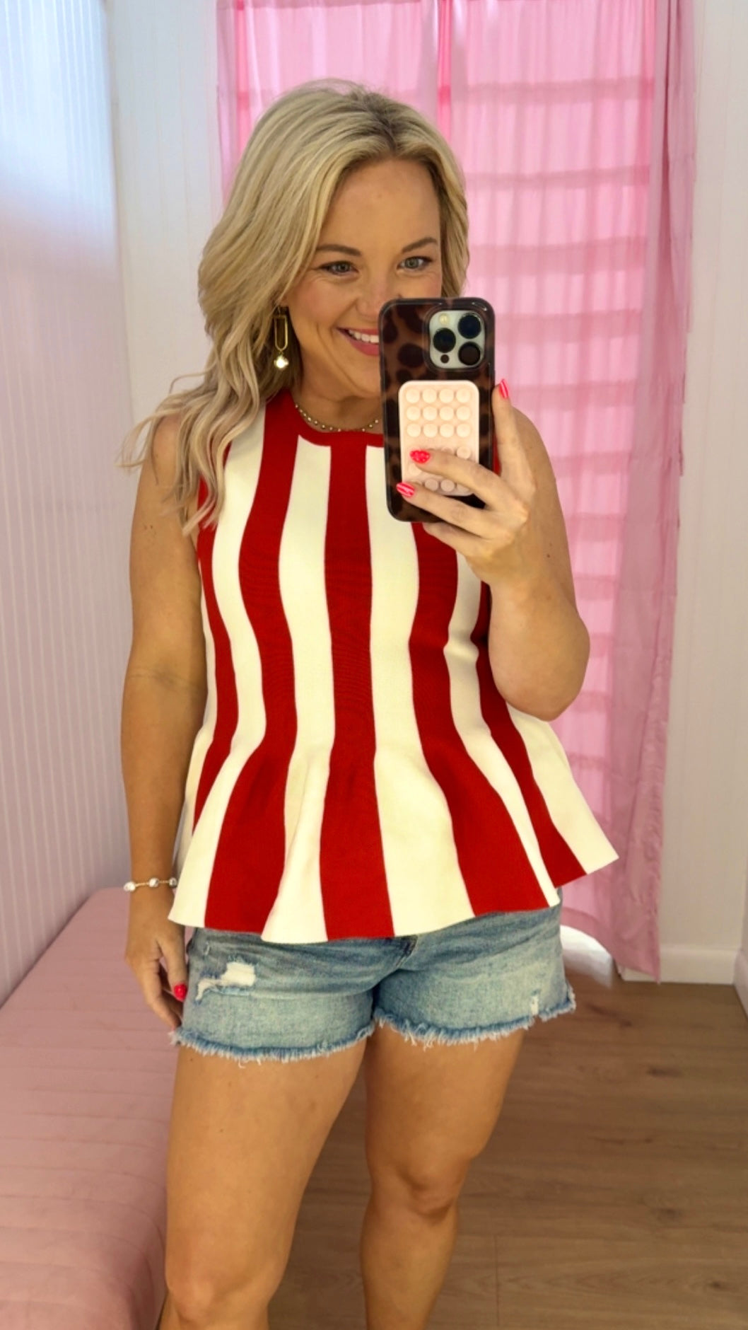 Red stripe sleeveless top