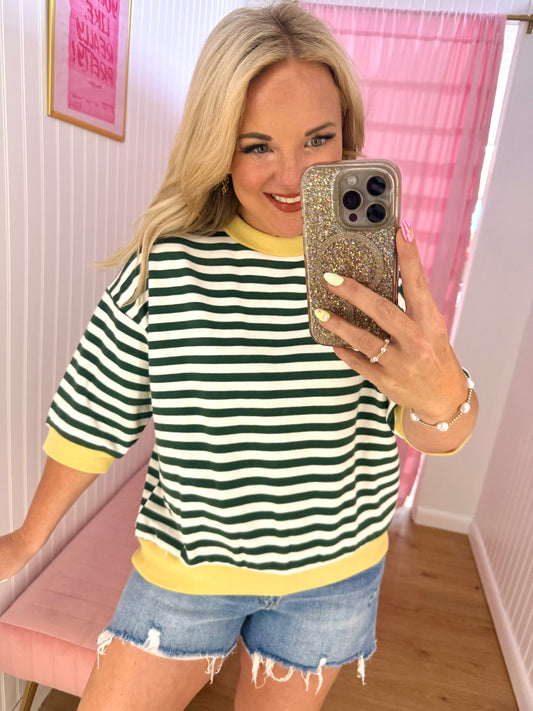 Green/Yellow stripe top