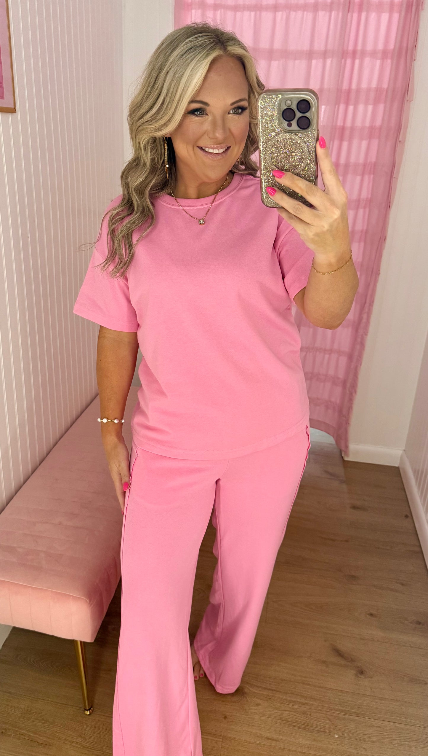 Solid color pant set