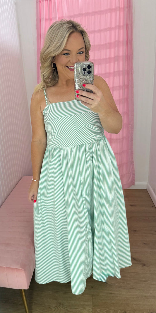 Green stripe dress