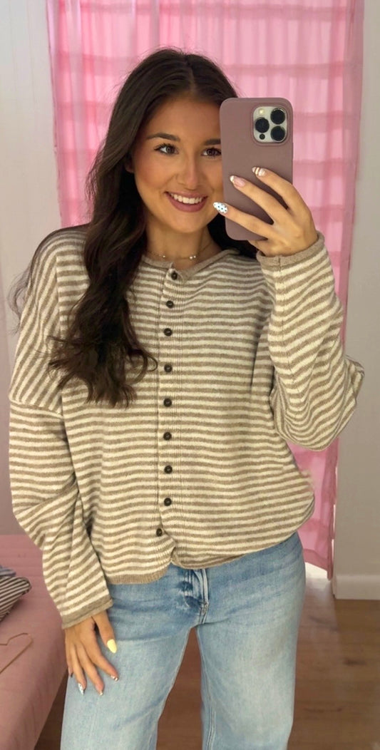 Light mocha striped cardigan