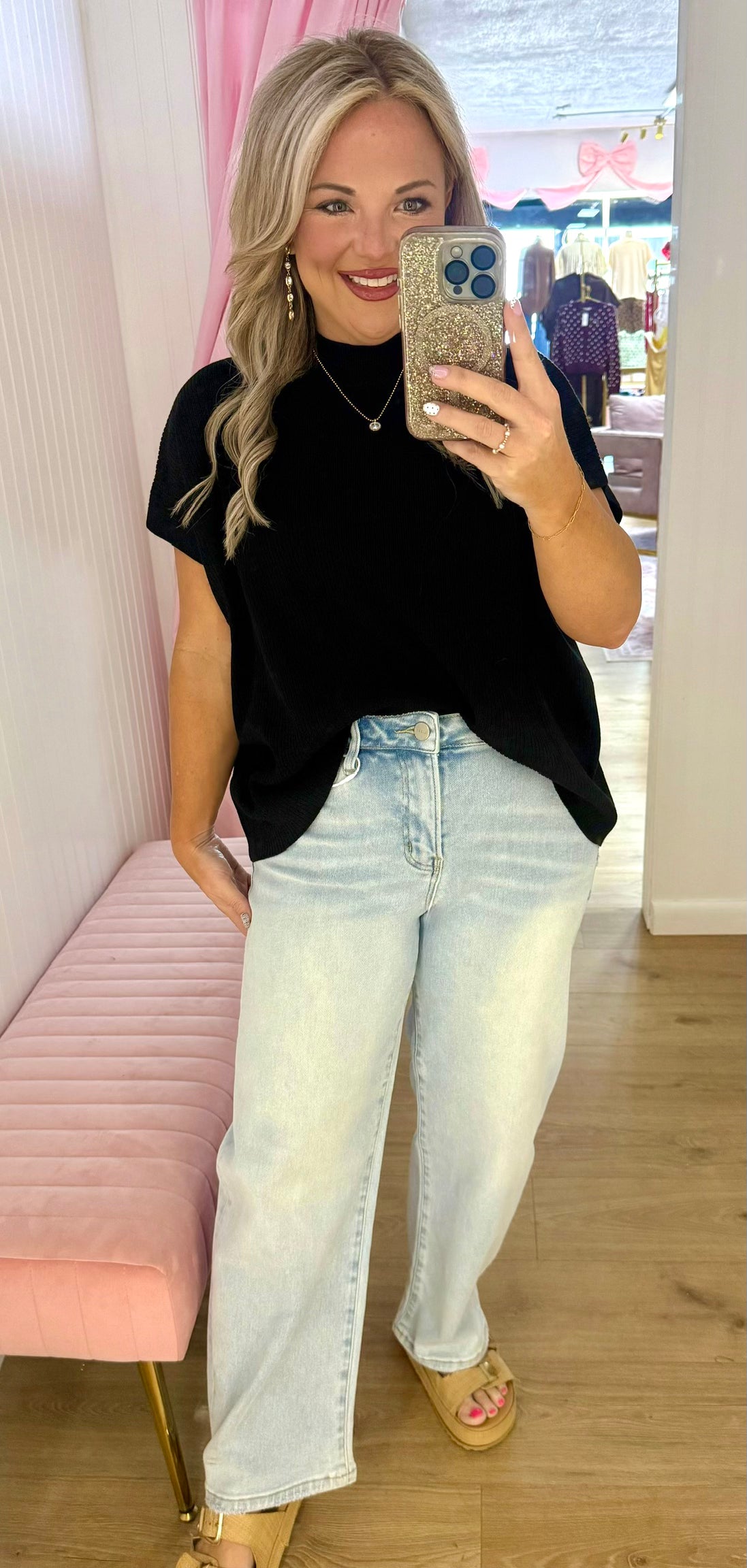 Light wash cropped barrel jeans