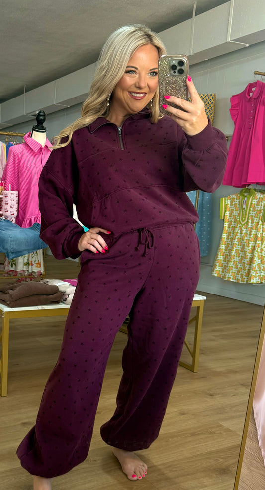 Star Burgundy pant set