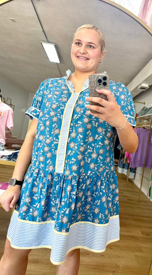 Plus blue floral dress