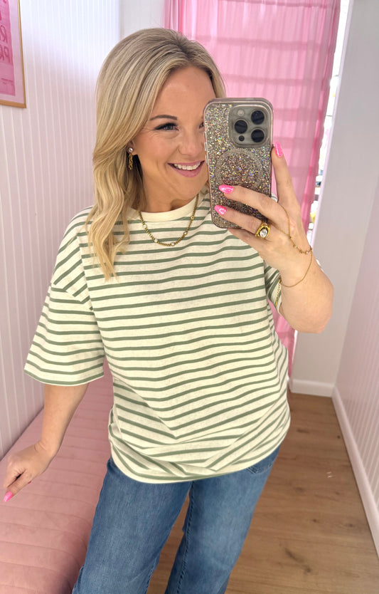 Sage stripe tee