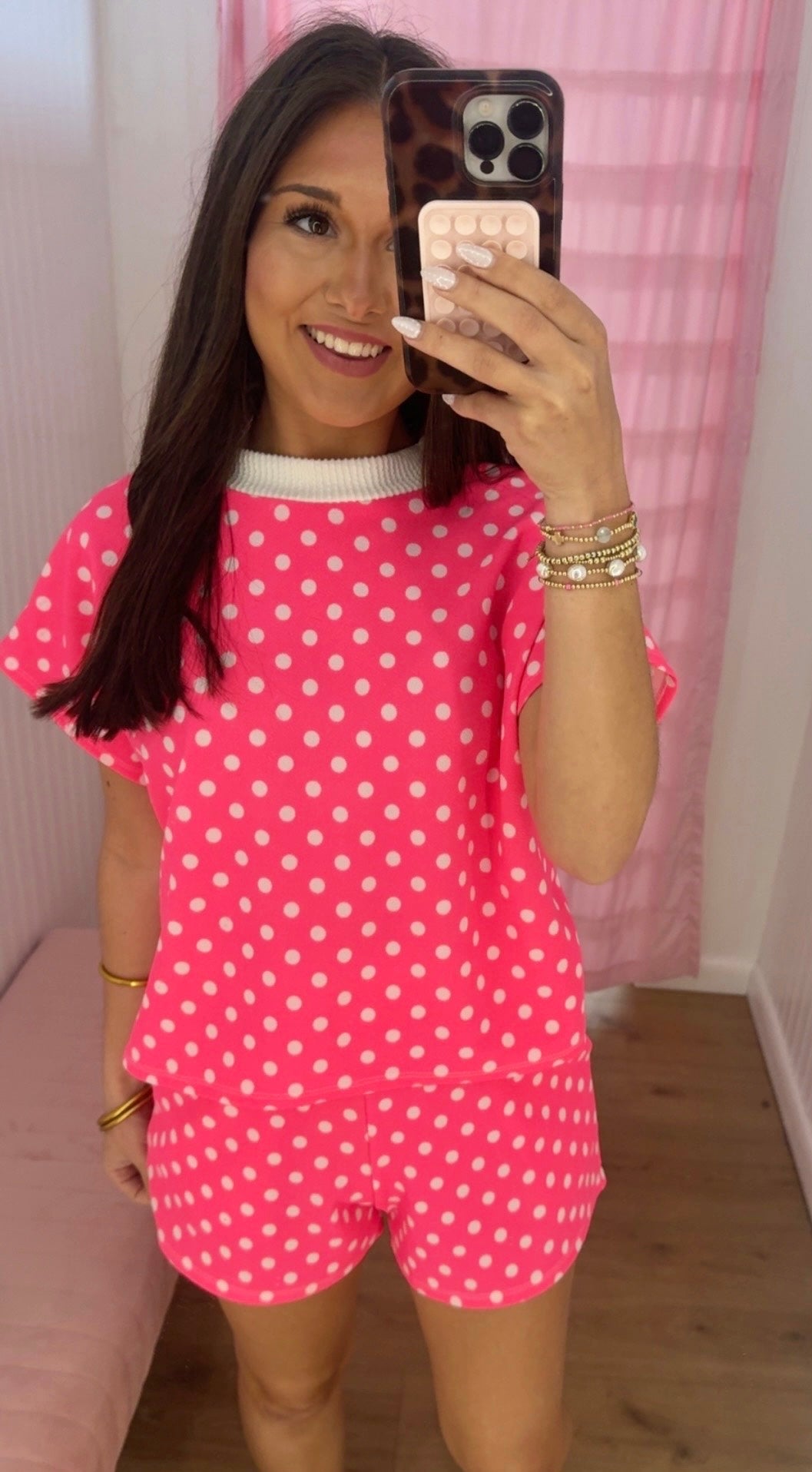 Polka dot top and shorts set