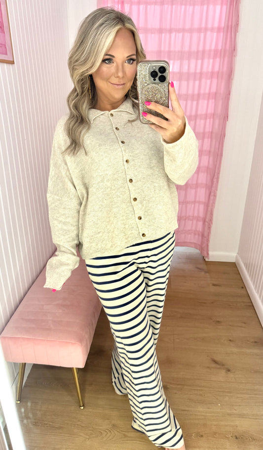 Striped wide leg pants