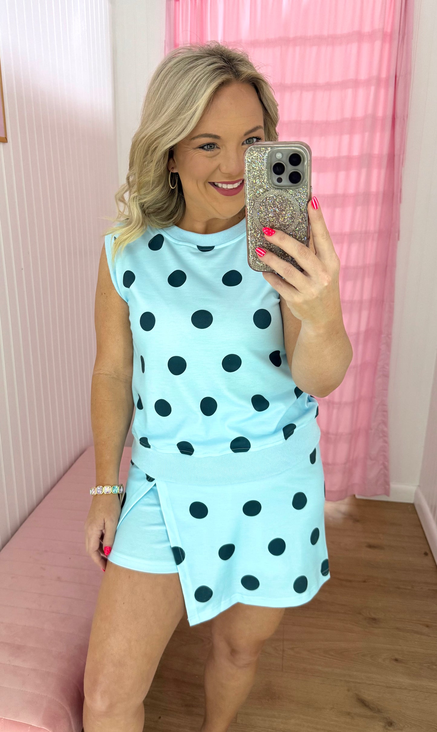 Polka dot skort set