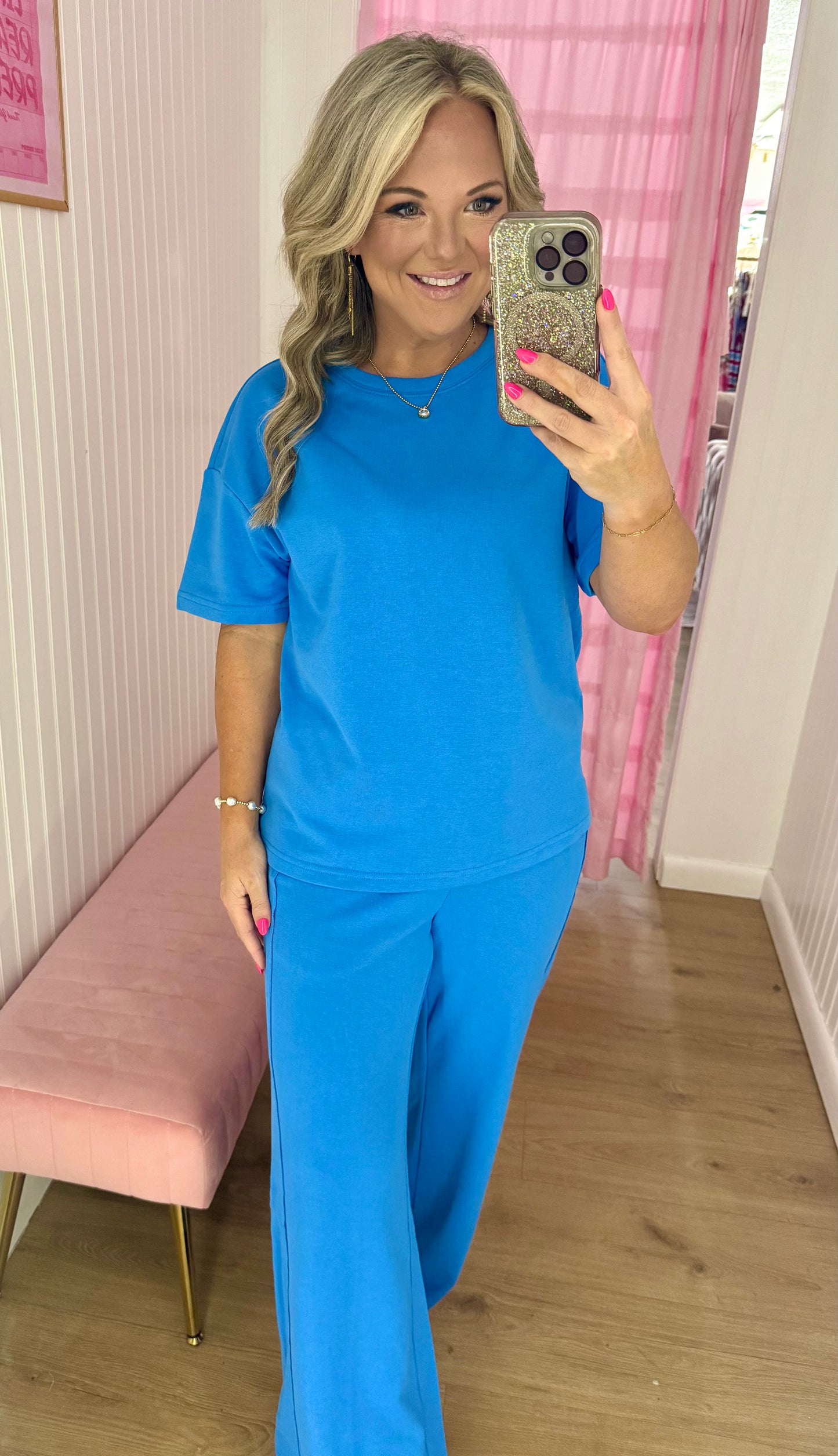 Solid color pant set