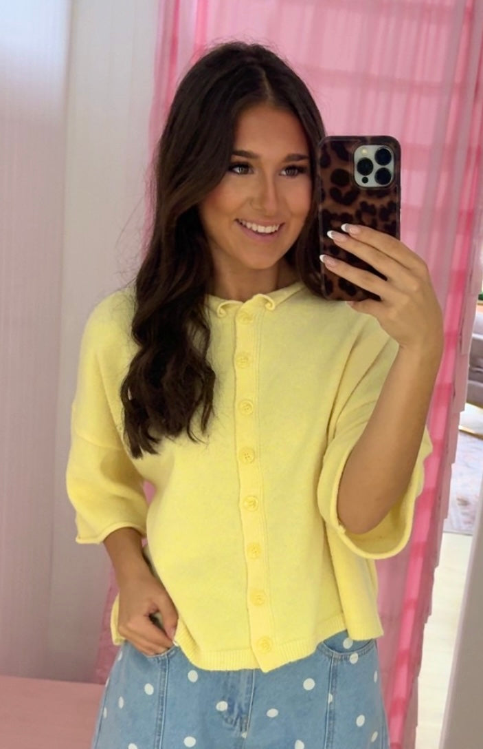 Yellow button down cardigan