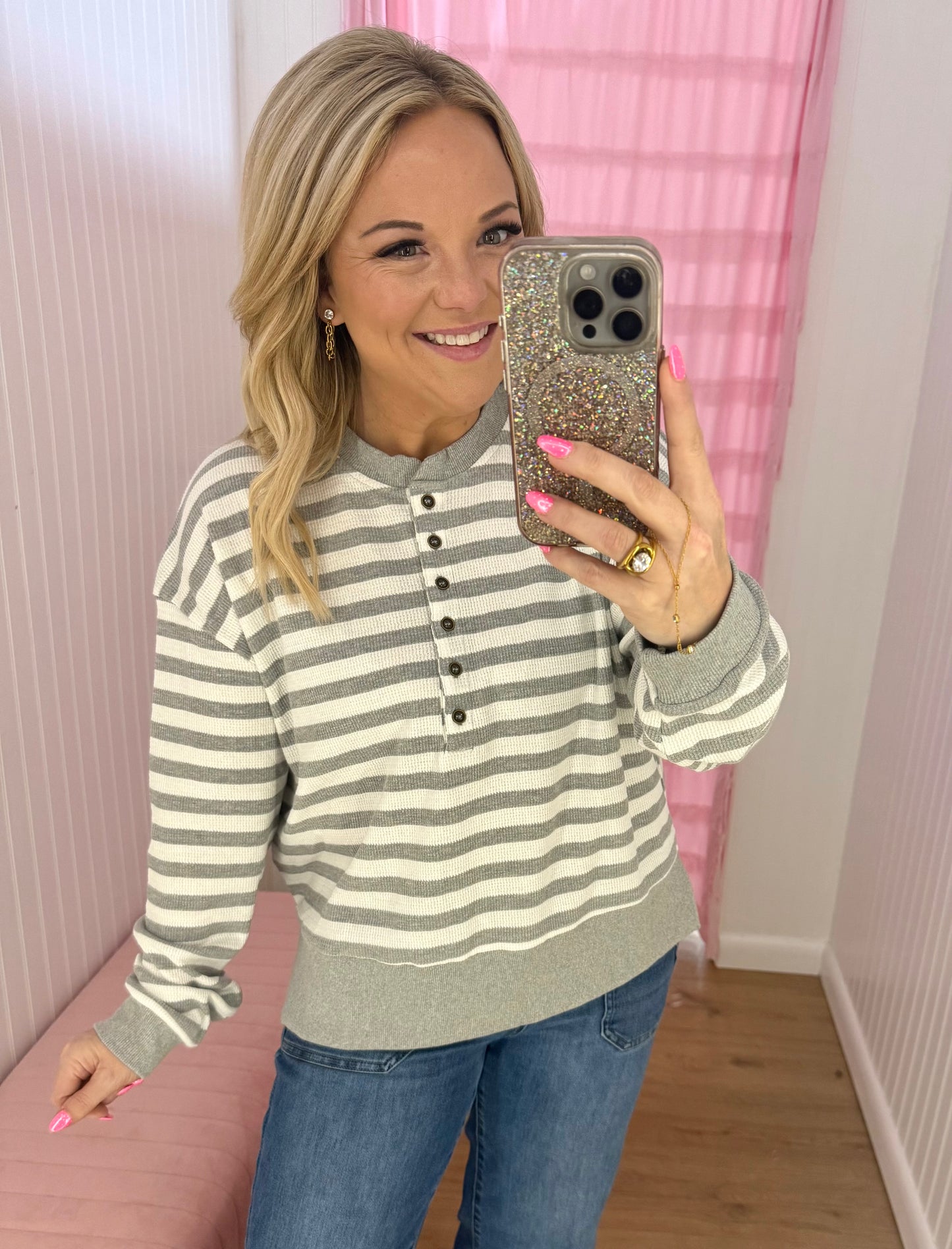 Gray stripe long sleeve