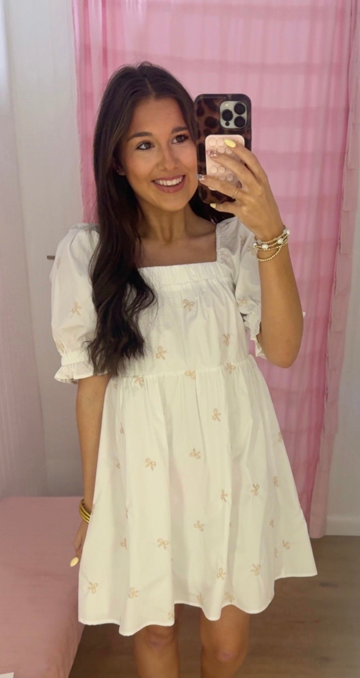 White bow detail dress