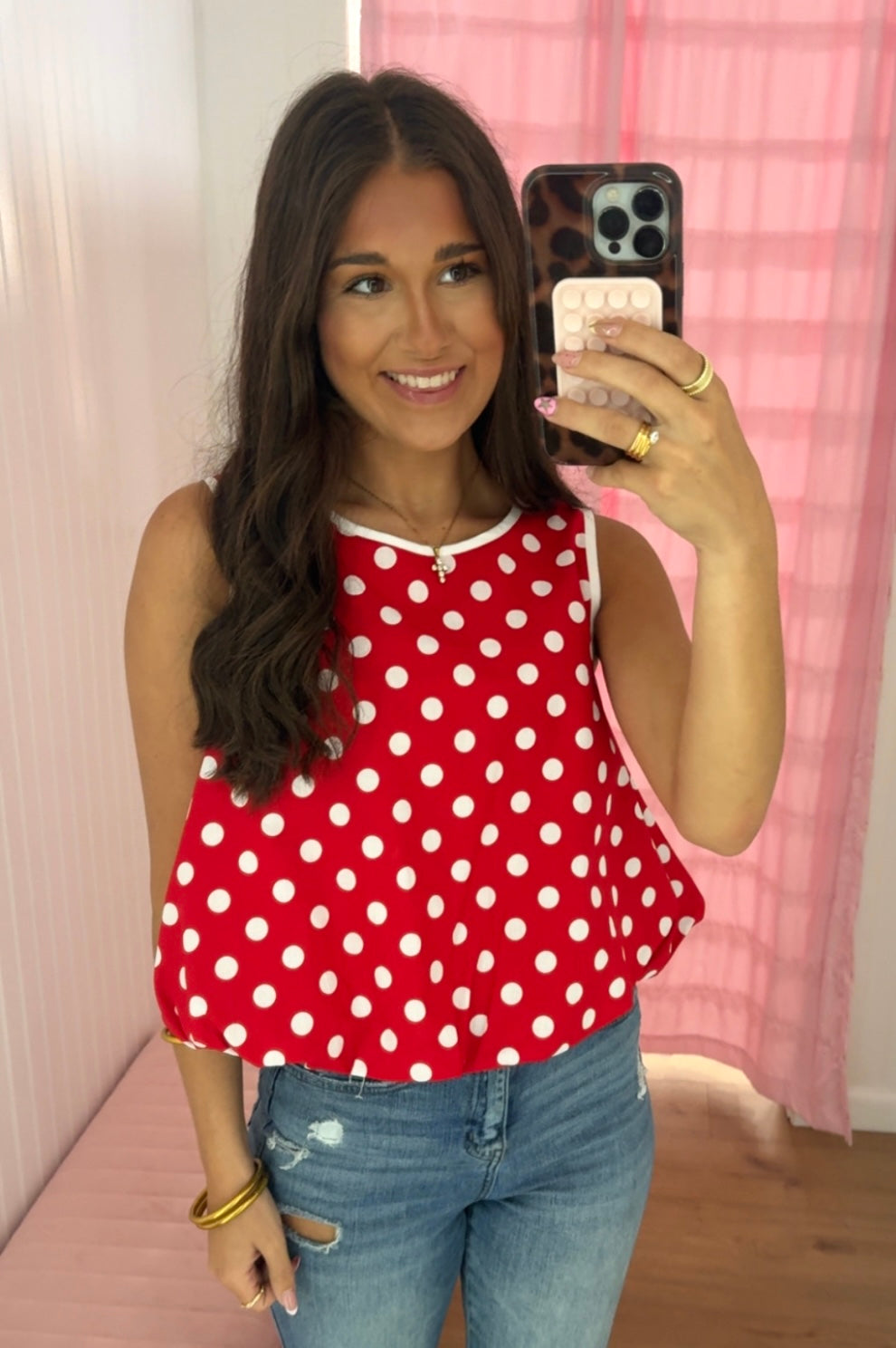 Polka dot red bubble shirt