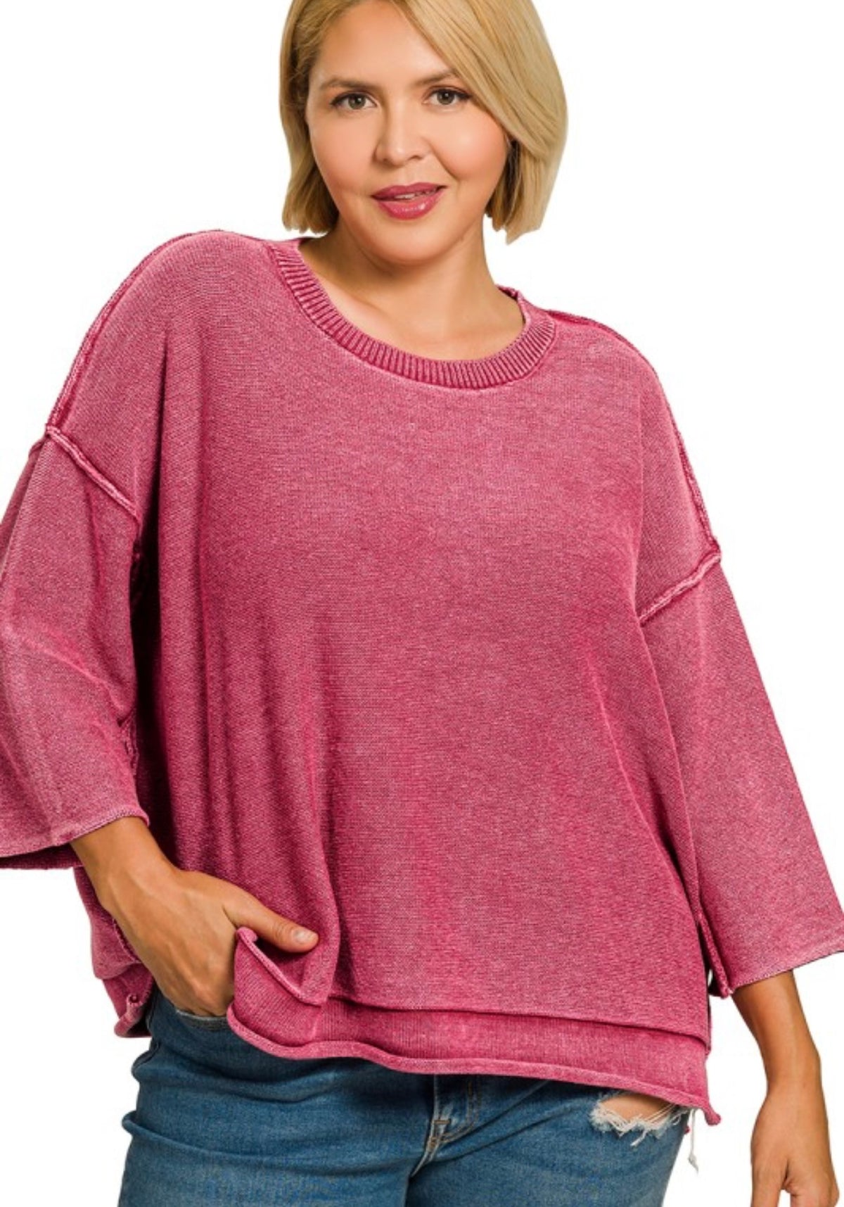 Plus 3/4 sleeve top