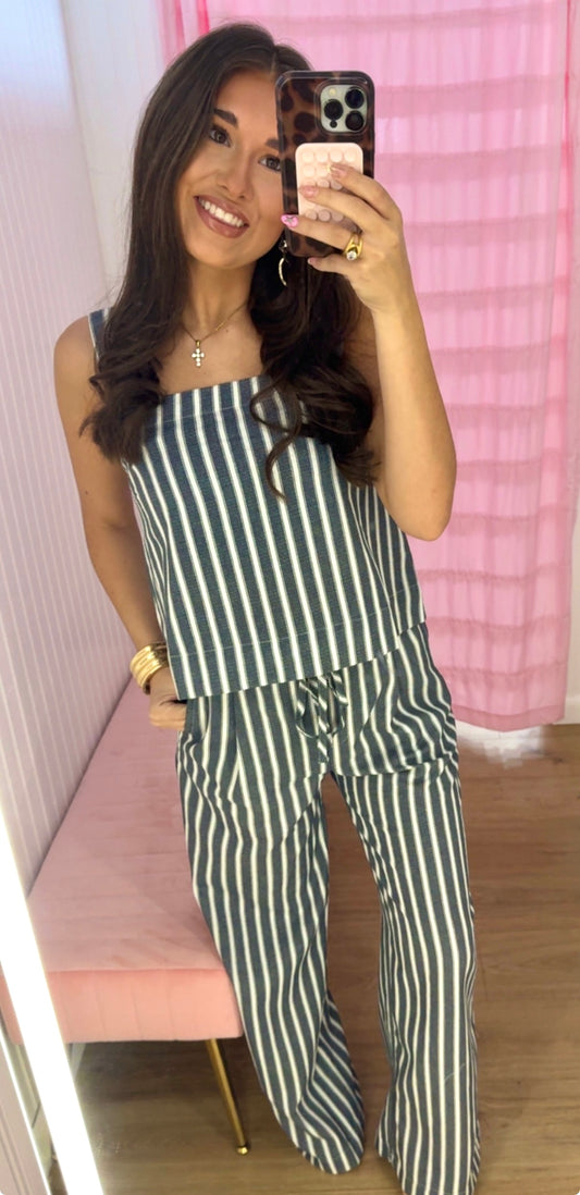 Square neck navy pant set