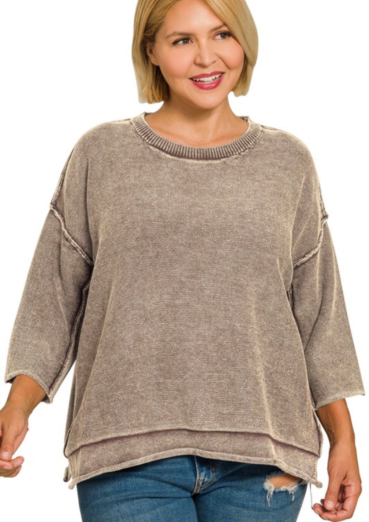Plus 3/4 sleeve top