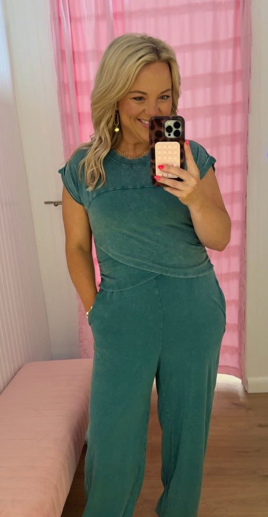 Wrap front jogger set