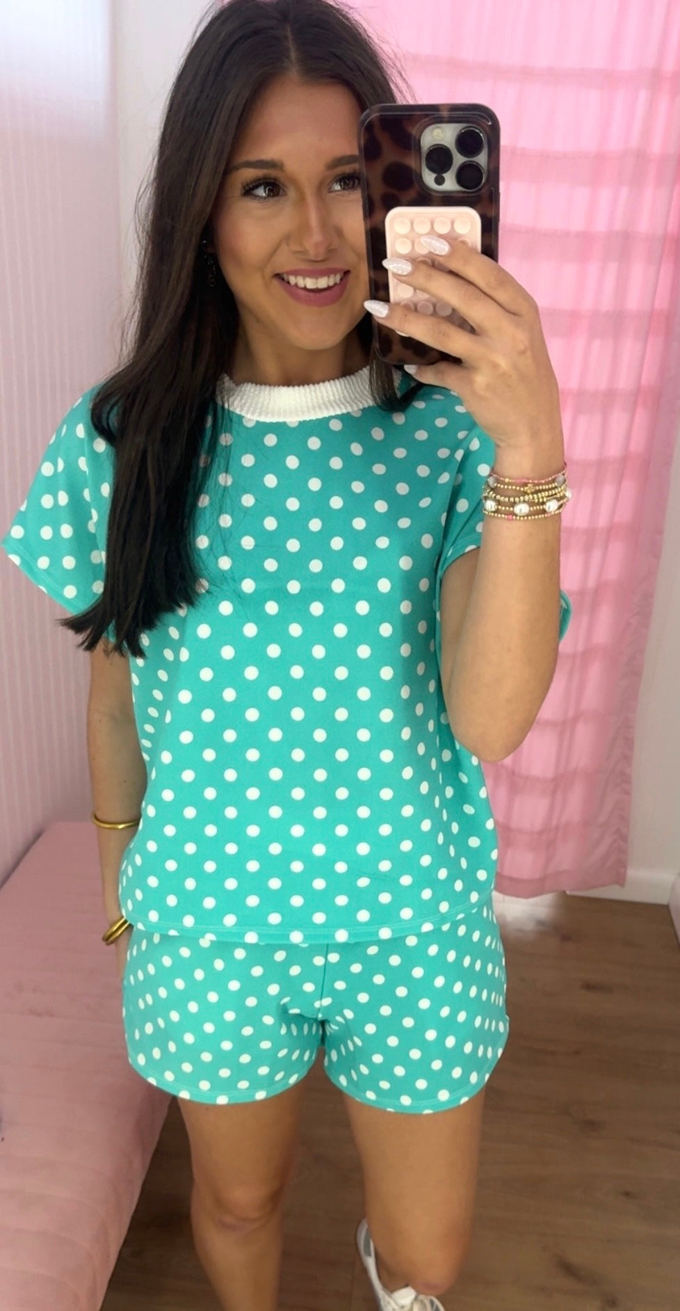 Polka dot top and shorts set
