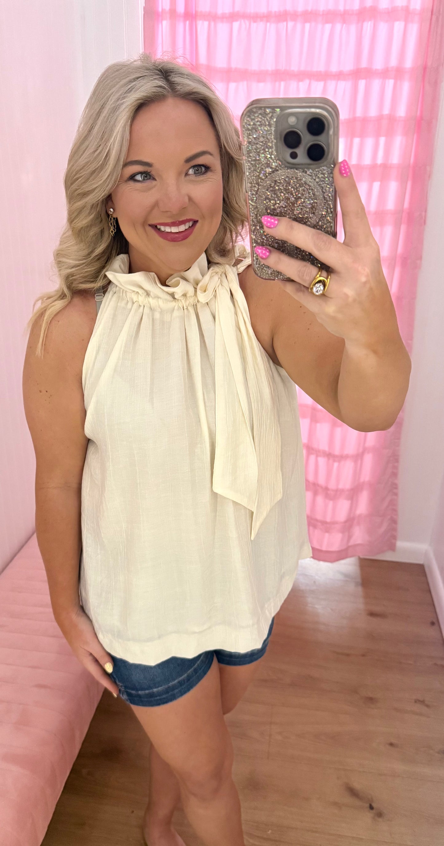 Cream halter blouse