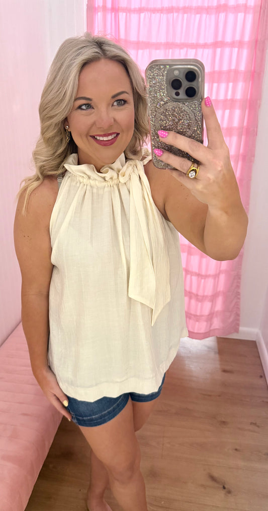 Cream halter blouse