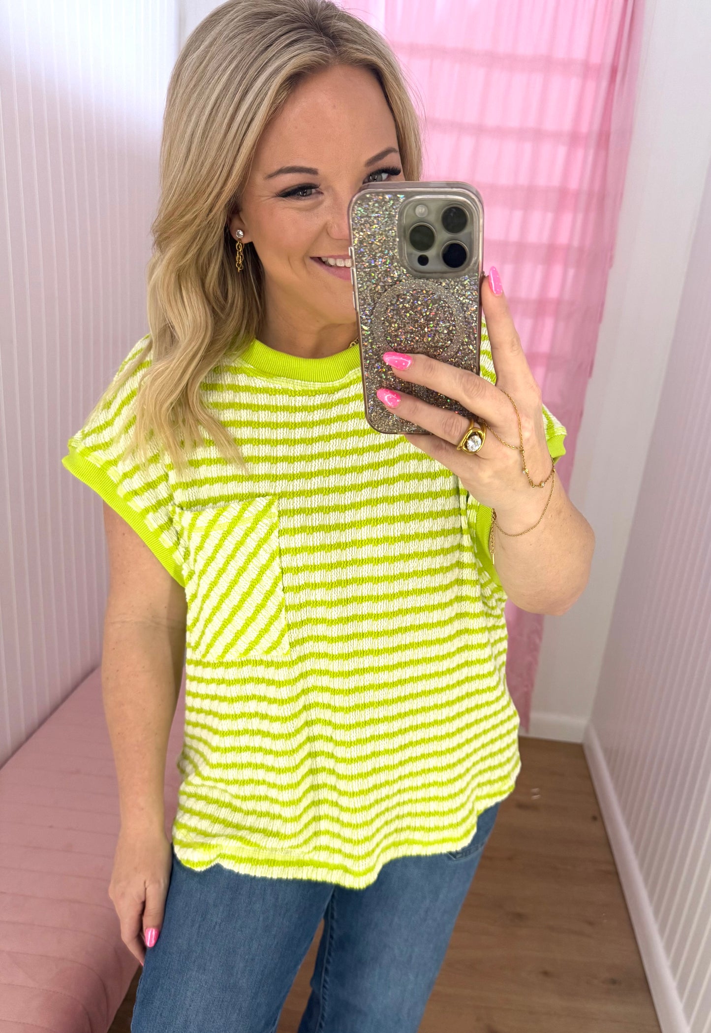 Lime stripe top