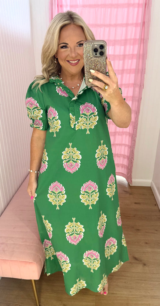 Floral button down midi dress