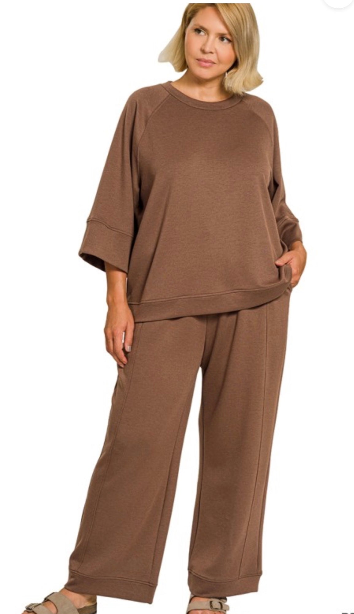 Plus brown pant set