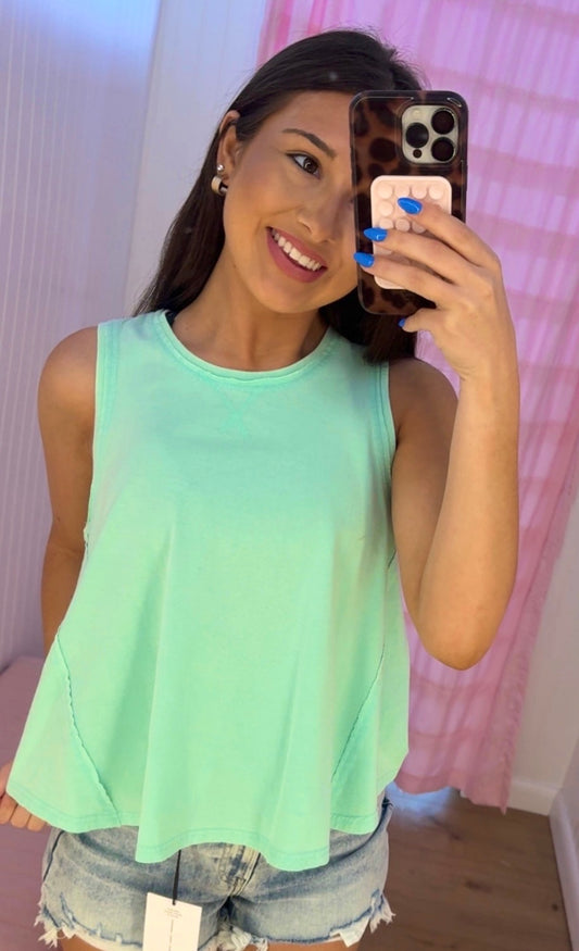 Raw edge tank top