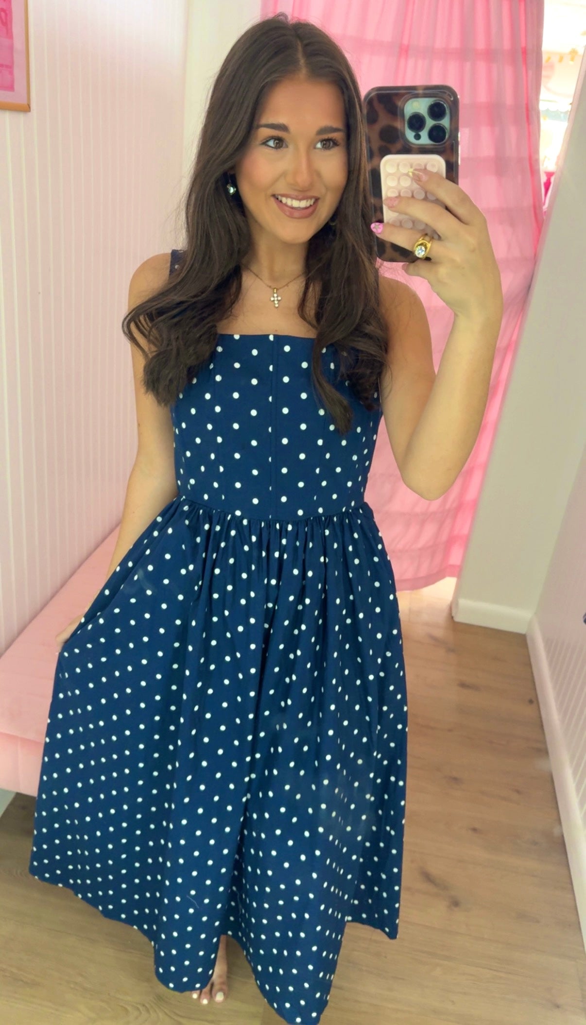 Navy polka dot dress